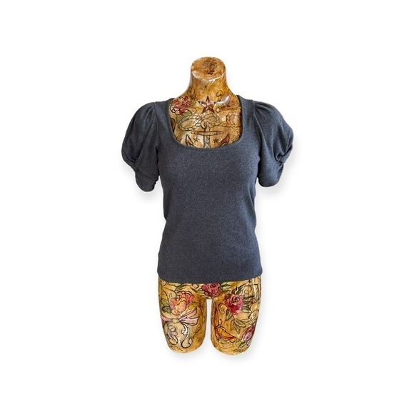 LOFT Outlet top petite small gray short sleeve - Picture 1 of 7